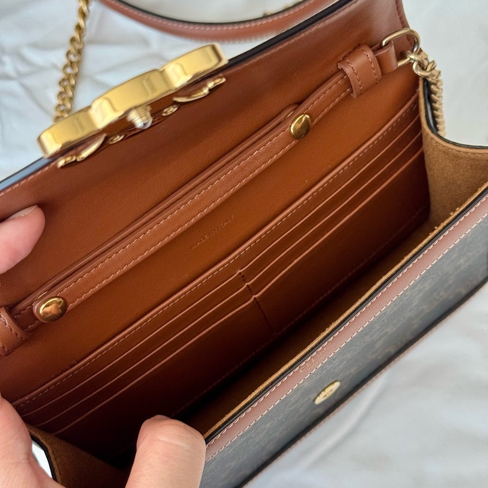WALLET ON CHAIN MARGO IN TRIOMPHE CANVAS AND CALFSKIN AUTHENTIC - Picture 9 of 13